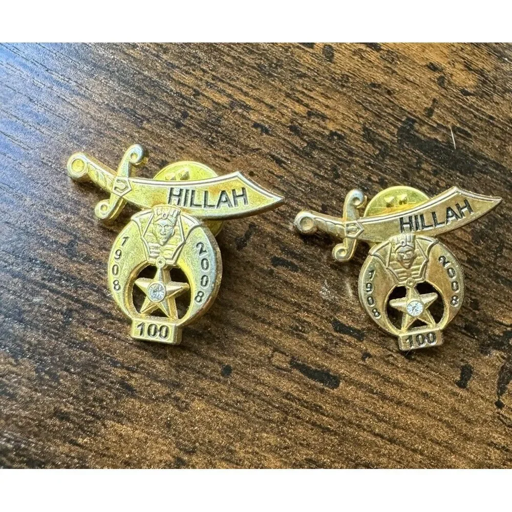 Shriners Hillah 100 Year Anniversary Lapel Pin‎ 2008 Set of 2
